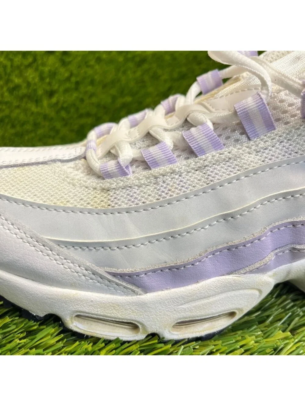 Nike Air Max 95 Recraft Girls Size 6.5Y White Gray Purple Running Shoes Sneakers
